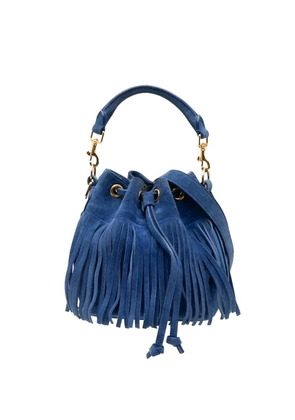 Saint Laurent Pre-Owned 2015 Small Suede Emmanuelle Fringe Bucket Bag satchel - Blue