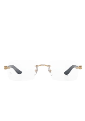 Cartier Eyewear logo-plaque rectangle-frame glasses - Black