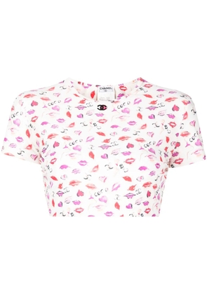 CHANEL Pre-Owned 1995 lip-print crop top - White