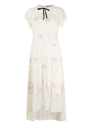 Philosophy Di Lorenzo Serafini lace-insert floral midi dress - Neutrals
