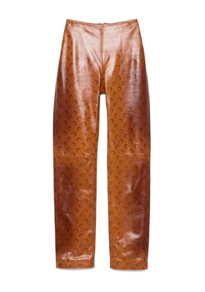 Marine Serre Moon-print leather trousers - Brown