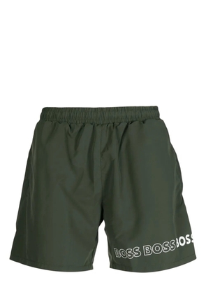 BOSS Dolphin logo-print swim shorts - Green