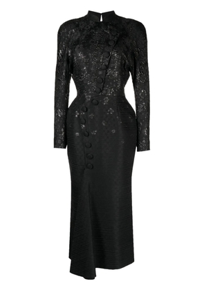 Saiid Kobeisy brocade-effect long-sleeve dress - Black