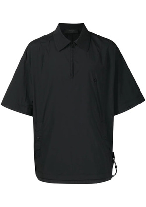 SONGZIO logo-embroidered zip-up polo shirt - Black