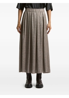 Peserico pleated metallic-check skirt - Brown