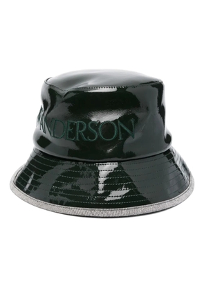 JW Anderson logo-embroidered coated bucket hat - Green