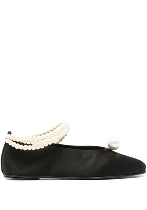 Magda Butrym pearl-embellished satin ballerina shoes - Black
