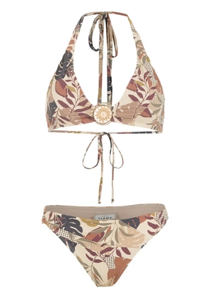 Amir Slama palm leaf print bikini - Neutrals