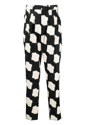 4SDESIGNS pleated geometric-print trousers - Brown