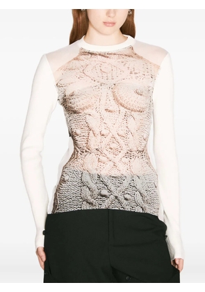 Jean Paul Gaultier graphic-print mesh top - Neutrals