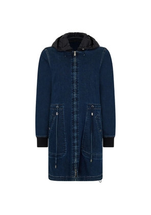 Moorer hooded zip-up denim coat - Blue
