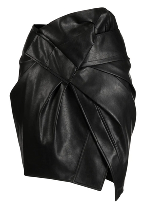 JNBY asymmetric faux-leather pleated miniskirt - Black