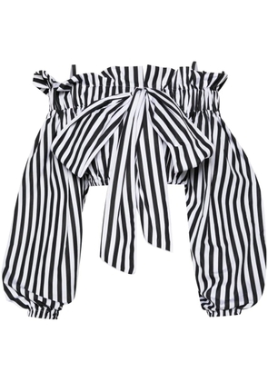 Patou bow-detail striped crop top - Black