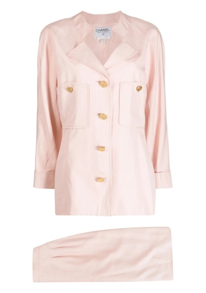 CHANEL Pre-Owned 1990-2000 single-breasted silk skirt suit - Pink