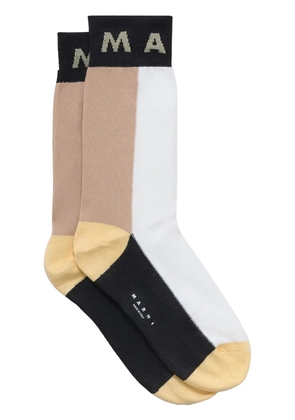 Marni intarsia-knit logo socks - White