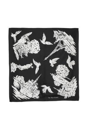 Saint Laurent Pre-Owned 1990s graphic-print silk scarf - Black