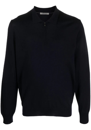 Corneliani zip-up virgin-wool polo shirt - Blue