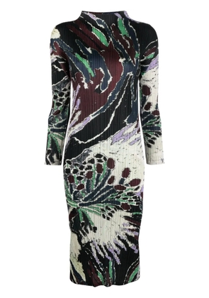 Pleats Please Issey Miyake Frosty Forest pleated midi dress - Brown