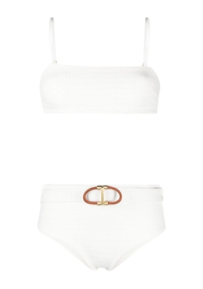 ZIMMERMANN Alight ribbed-knit bandeau bikini - White