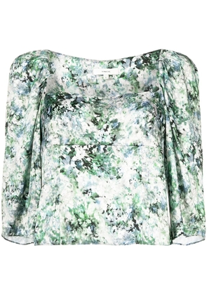 Vince floral-print square-neck blouse - Green