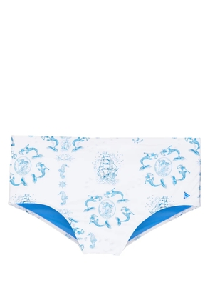 Amir Slama graphic-print swim shorts - White