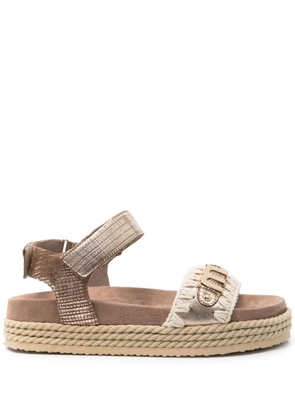 Mou 35mm Rope logo-lettering leather sandals - Gold