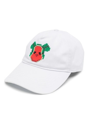 Mostly Heard Rarely Seen 8-Bit Watermelon Bear twill baseball cap - White