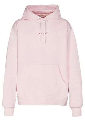 Marni logo-print cotton hoodie - Pink