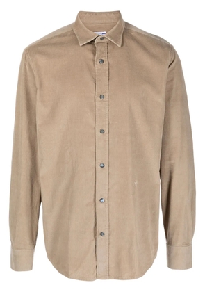 Jacob Cohën logo-embroidered cotton corduroy shirt - Brown