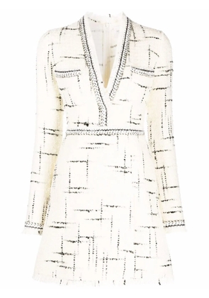 Giambattista Valli tweed-knit longsleeved dress - White