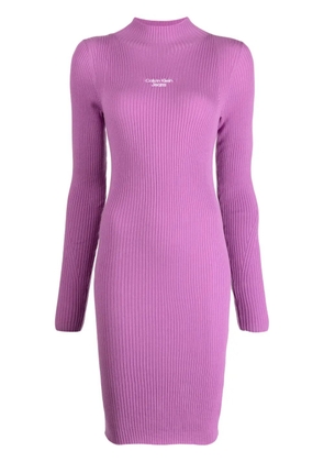 Calvin Klein Jeans logo-detail bodycon dress - Purple