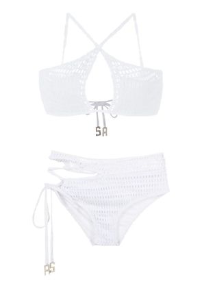 Amir Slama keyhole-detail open-knit bikini - White