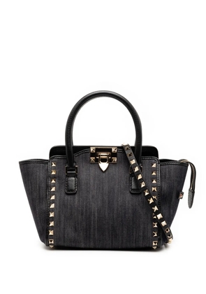 Valentino Garavani Pre-Owned 2010-2025 Small Denim Rockstud Trapeze satchel - Black
