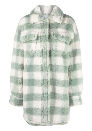 STAND STUDIO checked faux fur coat - Green