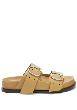 Jil Sander buckle leather flat sandals - Brown
