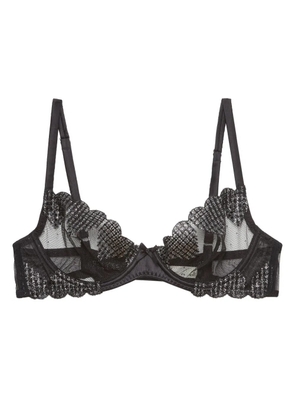 Fleur Du Mal Heart embroidered demi bra - Black
