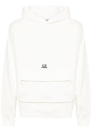 C.P. Company logo-embroidered cotton hoodie - White