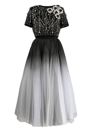 Saiid Kobeisy beaded gradient tulle-skirt dress - Black