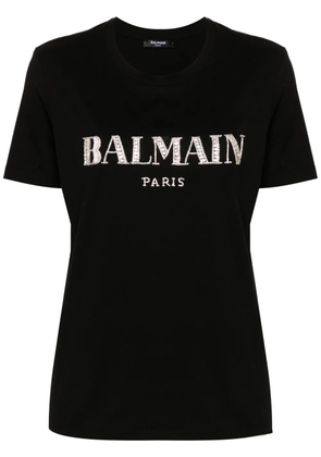 Balmain crystal-logo cotton T-shirt - Black