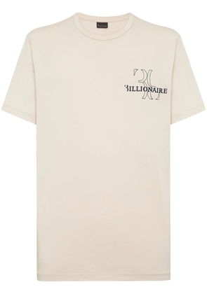 Billionaire logo-embroidered cotton T-shirt - Neutrals