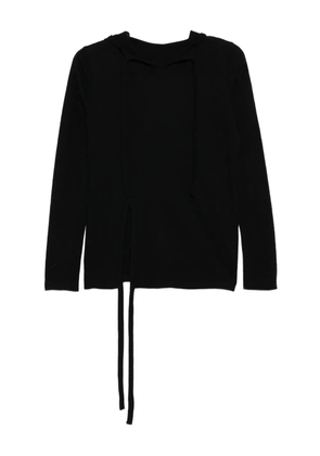 Yohji Yamamoto wool strap hoodie - Black