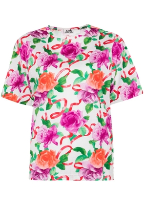 Hermès Pre-Owned 1990-2000s floral print short-sleeves T-shirt - Purple