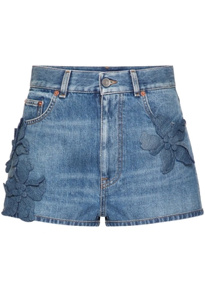 Valentino Garavani embroidered denim shorts - Blue