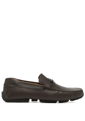 Bally double B logo plaque loafers - Brown