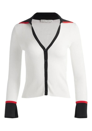 alice + olivia ribbed-knit collar cardigan - White