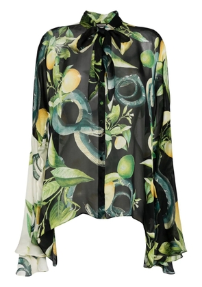 Roberto Cavalli graphic-print silk shirt - Green