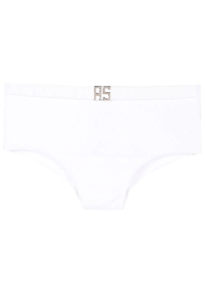 Amir Slama textured logo-plaque swimming trunks - White