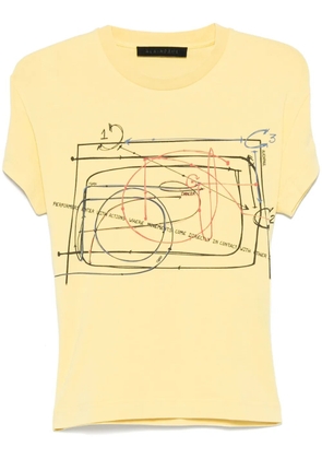 ALAINPAUL printed elasticated-straps T-shirt - Yellow