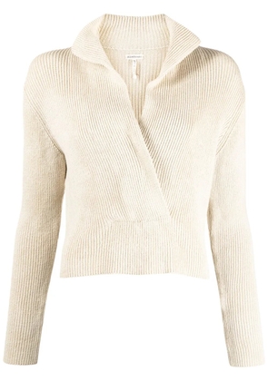Hermès Pre-Owned 1990-2000s crossover-neck ribbed jumper - Neutrals