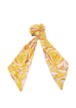 Versace Pre-Owned Barocco-print silk scrunchie - Yellow